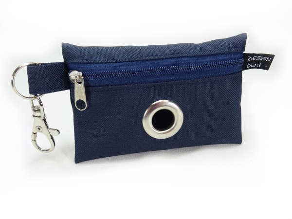 Täschchen für Hundekotbeutel, Outdoorstoff wasserfest, dunkelblau, große Öse, by BuntMixxDESIGN